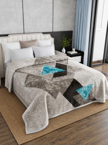 Image of Signature All Season Double Bed Blanket | Super Soft Plush, Lightweight & Cozy | 220 x 240 cm | 2.5 kg | Multi-Color Vibrant Print | Ideal for Winter, AC Use & Gifting (Aqua Grey)