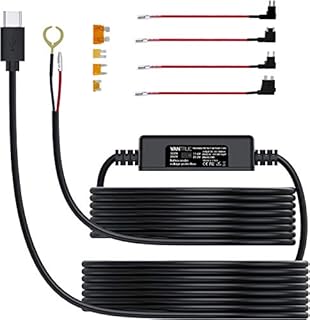 Vantrue 11.5ft Type C USB Dash Camera Hardwire Kit with Switch Button for N4/N2S/X4S/S2/E1/E2/E3 , 12V-24V to 5V Fuse Holders, Low Voltage Battery Drain Protection for All Type C USB Dash Cams