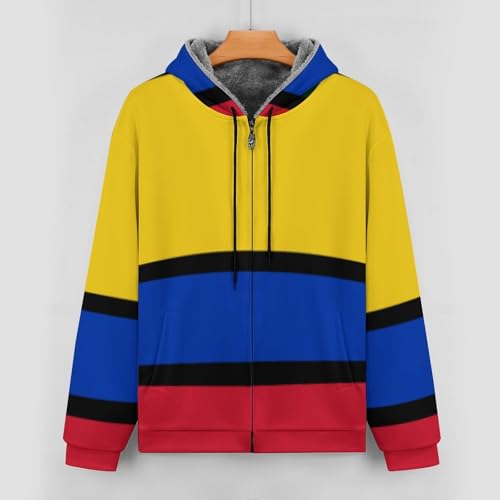 Doublure peluche imprimé drapeau Colombie veste homme chaude - 3