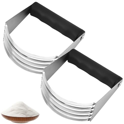 2 Pack Heavy-Duty Pastry Blender & Cutter Set - Professional Baking Tools for Perfect Pie Crusts and Lattice Pastry (Black)