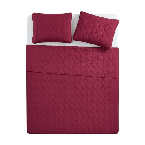 Edredón King de microfibra suave que no se arruga juego de cama rojo lavable 3