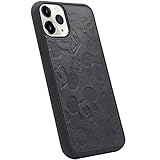MC Fashion iPhone 11 Pro Max Case, Cute Cartoon Mickey Mouse Solid Color Faux PU Leather Full-Body Protective Skin Soft TPU Case for Apple iPhone 11 Pro Max 6.5 inch (Black)