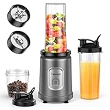 TENKER Smoothie Blender Personal Size for Shakes and Smoothies, with 2 * 650ml Blending Cup, 1*Grinding Cup Non-BPA, Extractor Blends Nuts, Frozen Fruit & Ice