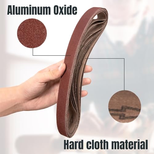 Image of POWERTEC 1x30 Sanding Belts + 5 Inch PSA Sanding Disc Set, 64PK, Aluminum Oxide 4 Each 60 /80 /120 /180 /240 /400 Grits 1 x 30 Sanding Belt & 20 Each 60 /80 Grits Adhsive Sanding Discs (45501)