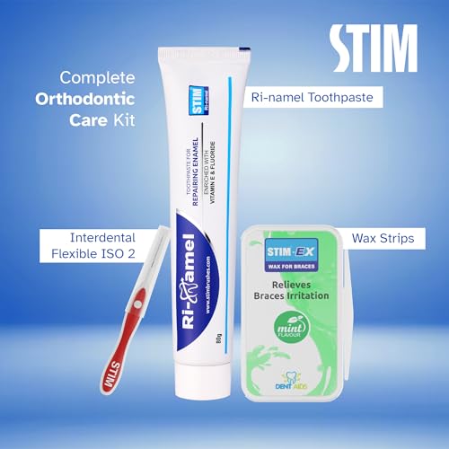 STIM Ortho MB Toothbrush For Braces, Super Soft Bristles For Adults - Pack of 3