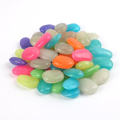 Image of Shiny Stone Glow in the Dark Pebbles, Multicolor, Big Size 3-4cm, 400g /14.1oz | Decorative Glow Stones, Fish Tank Aquarium Gravel, DIY Garden Gifts Decoration