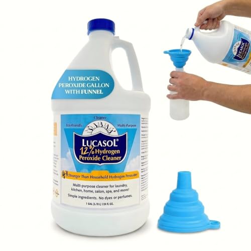 Lucasol 12% Percent Food Grade Hydrogen Peroxide Grout Whitener with Funnel Combo - 1 Gallon (128 Fl Oz)
