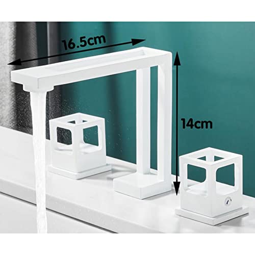 Robinet de lavabo à 3 trous mitigeur retro doré à deux poignées de bain - 5