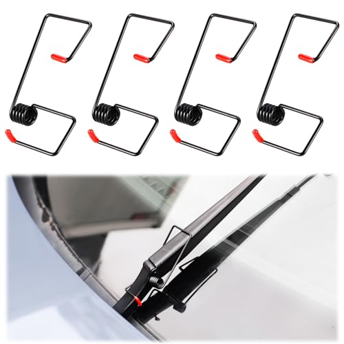 4pcs Wiper Arm Pressure Spring, 4.14x2.36 Inch Windshield Wiper Booster Car Windshield Wipers Replacement Kit, Enhancing Wiper Performance (Black)