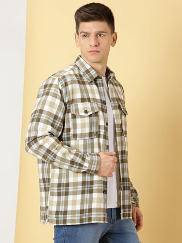 Image of Thomas Scott Men's | Checks | Full Sleeve | Regular Fit | 100% Cotton | Double Pocket | Spread Collar | Casual Shirt