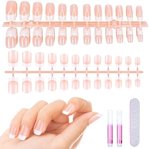 MELLIEX 192 Pcs Nude French False Nails Cover