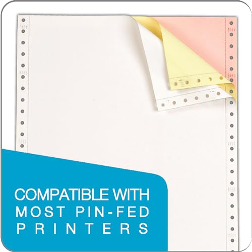 TOPS Continuous Computer Paper, 3-Part Carbonless, Removable 0.5 Inch Margins, 9.5 x 11 Inches, 1100 Sheets, White/Canary/Pink (55179) by Tops - Image 2