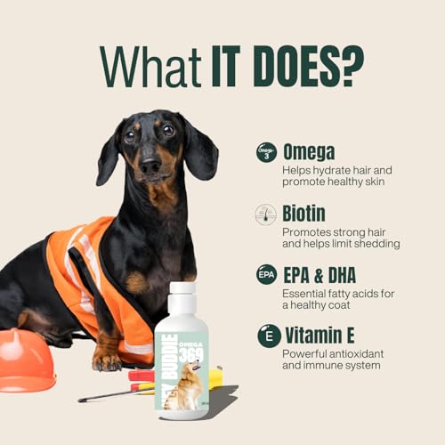 Hey-Buddie-Omega-369-for-Dogs-200-ML-Powered-by-Norwegian-Salmon-Fish-Oil-Fortified-with-EPA-and-DHA-Shinier-Coat-Hair-Fall-Itch-Allergy-Control-Improves-Heart-Helth-for-Dogs-Only