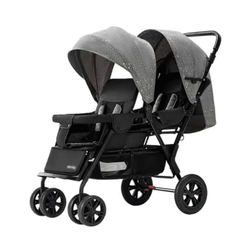 Ozlmbern Twin Kinderwagen Schwarz Grau