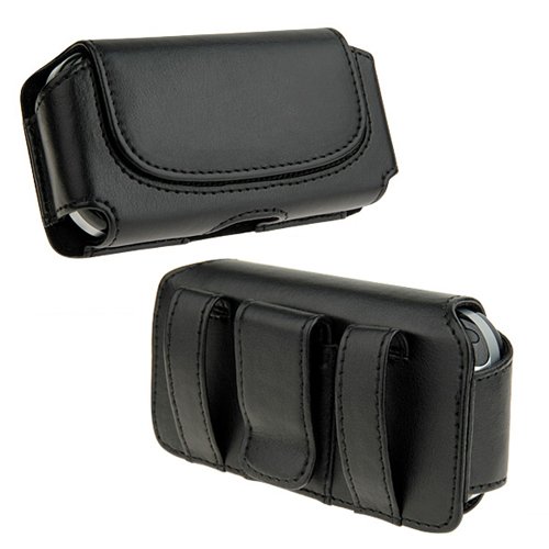 Black Horizontal Leather Pouch For Samsung Haven U320 Phone Case Cover with Belt Clip Magnetic Closing