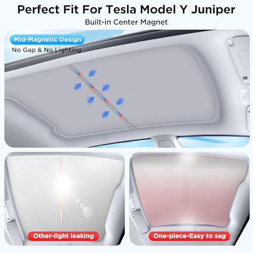 Image of 2026 Upgraded for Tesla New Model Y Juniper 2025 2026 Sunshade Roof [No Sag,Ice-Crystal Cooling Coatings] Heat Insulation Glass Roof Sun Shade for Tesla Model Y Accessories 2025 2026 Beige