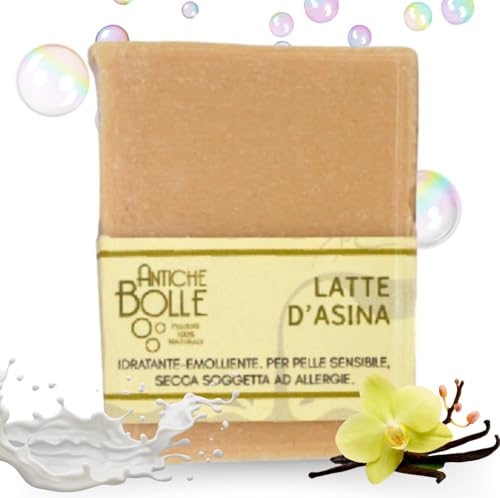 Antiche Bolle - Jabón sólido natural con aceite de oliva y leche de burra - hidratante, calmante y antiinflamatorio para pieles secas, sensibles y delicadas - 100 g