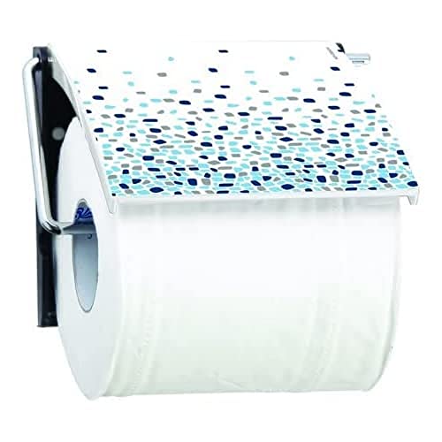 MSV - Porte Rouleau Papier WC Mural - PS & Acier Chromé - Modèle Paris - Dimensions 13 x 15 x 11,5 cm - Couleur Bleu - Design Élégant et Pratique pour Salle de Bain