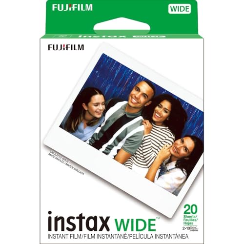 Image of FUJIFILM INSTAX Wide EVO Hybrid Instant Camera | Black Bundle with 10 Exposures of Brushed Metallics Film + 20 Exposures of Film + Photo Album & Colored Frames + Cleaning Cloth (5 Items)