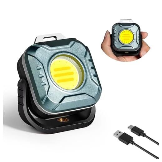 Gabujau Rechargeable Work Light Mini, 500 Lumens 1200 mAh Magnetic Led Portable Lamp, 2.9 Oz Supersmall for Emergency Nighttime Auto Repair, Birthday Gifts for Husband and Father, Grey