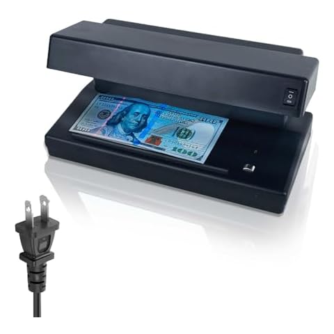 TIHOO Counterfeit Bill Detector with Powerfull 2 * 6W UV Light, Magnetic Detection and Watermark Detection, Suitable for All Currencies, Credit Cards and IDs, Black Cover