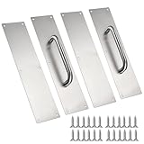 Sumnacon 2 Set 16' Stainess Steel Door Handle Pull & Push Plate - Heavy Duty Gate Handle Bar for Home/Office/Warehouse/Public,Suitable of Wooden/Composite Door with Screws, Brushed (Silver)