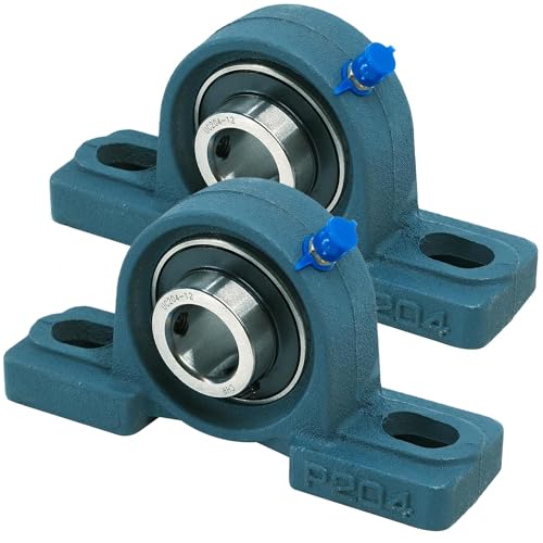 Image of CHR 2 Pack UCP204-12 Pillow Block Bearings | Mounted Pillow Block Bearings - Chrome Steel with 3 /4 inch Bore | ISO 9001-2015 Certified