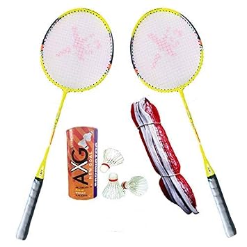 AX-8 Rugged Aluminium Badminton Set (2 Racquets, 3 Shuttlecocks, 1 Net) Badminton Kit (Green)
