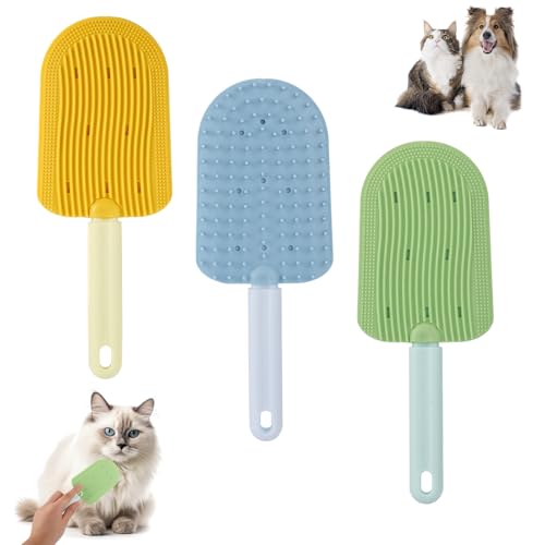 Image of 3pcs Cat Tongue Combs, Double Sided Cat Grooming Tongue Brush with Comfort Grip Handle Cat Tongue Licking Hair Comb Pets Shedding Brush for Grooming Hairballs & Keeping Clean