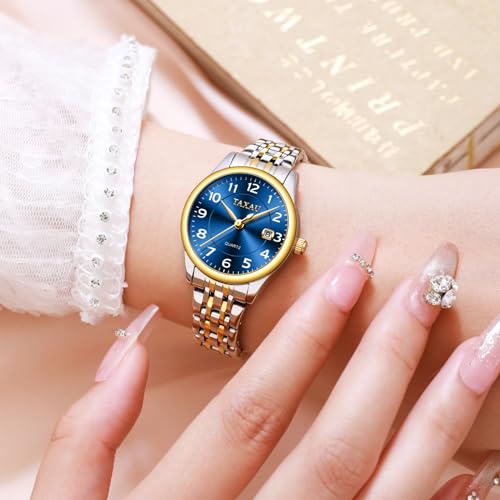 Silver Watch for Women Two Tone Gold Women's Watches Stainless Steel Waterproof Watch for Ladies Business Dress Wrist Watches with Calendar2