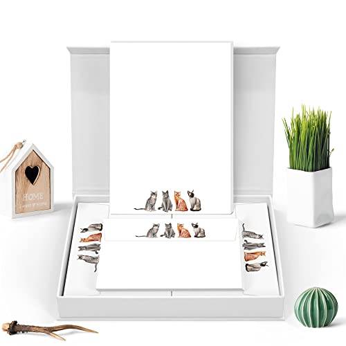 Me Loovely Vier Katzen Briefpapier und Umschläge Set A5 Größe Briefe Papiere Schreibwaren Zubehör für Schule Zuhause & Büro (20 Stück) Cover