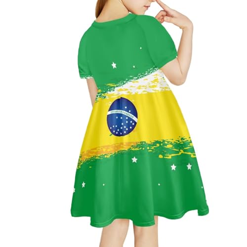 Girl's Short Sleeve Fashion Print A-Line Casual Dress for School Party Holiday 4-14 Years2