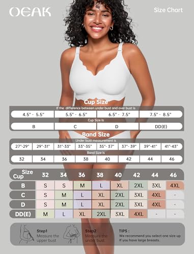Image of OEAK Women Value Series Jelly Bras Wireless Pushup Convertible Bra | Everyday Essentials,Comfortable Bralettes,No Underwire,Full Coverage,Support Lift,Tshirt,Soft,Seamless,Scalloped