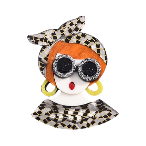 CALLARON Broche En Acrylique En Forme De Fille Épingles À Revers À La Mode Pour Femmes Épingle À Poitrine Cardigan Chapeau Écharpe Vêtements Épingle À Revers Bijoux Pour Maman Cadeau De