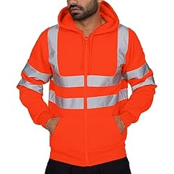Cazadoras De Trabajo Amazon Cazadora Reflectante Hombre Softshell Trabajo Tallas Grantes con Alta Visibilidad 2 Cintas Sudadera Reflectante con Capucha y Cremallera con Bolsillos para Teléfono y Dispositivos (L-4XL)