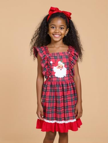 Image of Unique Baby Girls Smocked Holiday Dress for Big Kids and Toddler Outfit Clothes with Embroidery