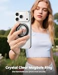 Lamicall Magnetic Phone Ring Holder - [Smooth Damping] 360°Rotating Magnet Phone Ring Grip, Crystal Clear Finger Grip, Strong Magsafe Kickstand for iPhone 17/16/15 Pro Max Air for Mag Safe Accessories