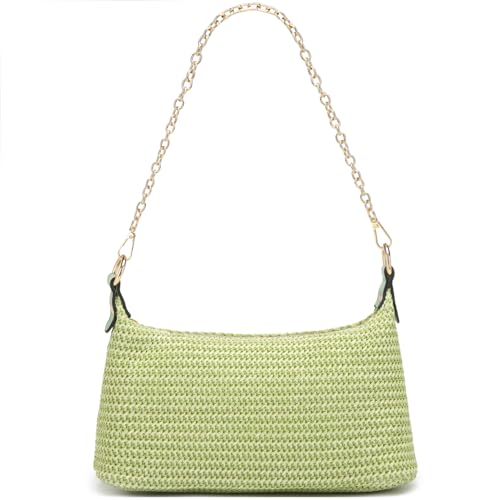 Image of CROJUYI Straw Shoulder Bag for Women Soft Small Woven Shoulder Purse Handbag,Beach Tote Straw Bag for Summer
