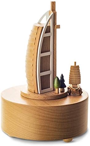 TakefunsWooden Music Box, Musical Box Sailing Hotel Decoration Birthday Present for Lover Friends and Children，Plays Spirited Away Song