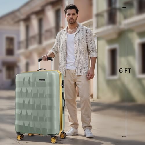 Image of Aristocrat Comet Check-in Trolley Bag 76cm | Large | Hard Luggage| Smooth 8-Wheel Suitcase| Combination Lock with Sturdy Zipper | Full Fabric Convipack | 3-Year International Warranty (Green)
