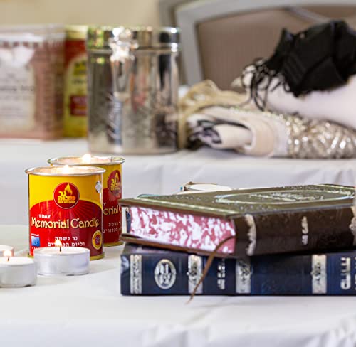 Ner Mitzvah 1 Day Yartzeit Candle - 24 Pack - 24 Hour Kosher Yahrtzeit Memorial and Yom Kippur Candle in Tin Cup Holder