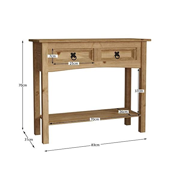 Amazon Brand - Movian Vida Designs Corona Console Table, 2 Drawer With Shelf, Solid Pine Wood, 34 x 90 x 72 cm - Image 8