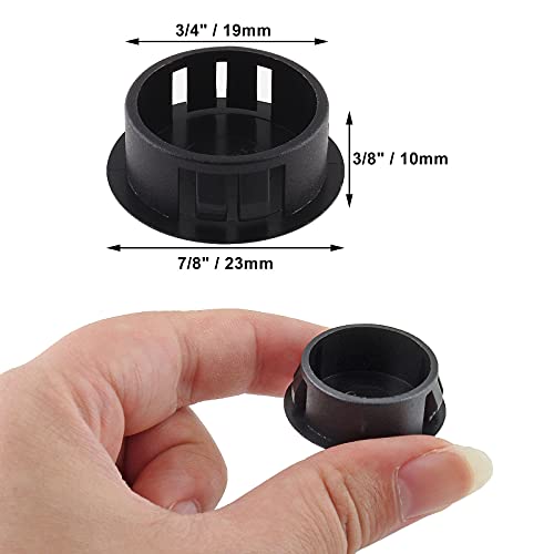 Image of 25Pcs 3 /4 Inch (19mm) Black Hole Plug | Plastic Hole Cover, Round End Cap, Flush Type Tube Insert, For Chair Furniture Glide Protectors