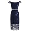 Women's Elegant Fixed V-Neck Classic Floral Lace Bodycon Cocktail Lace Dress (931B-1-3 Navy, L)