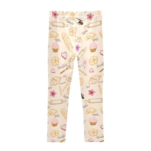 Baguette Coffee Tea Bakery BRE Girls Leggings,Workout Leggings for Girls Toddler Athletic Leggings Size for 3-10T2
