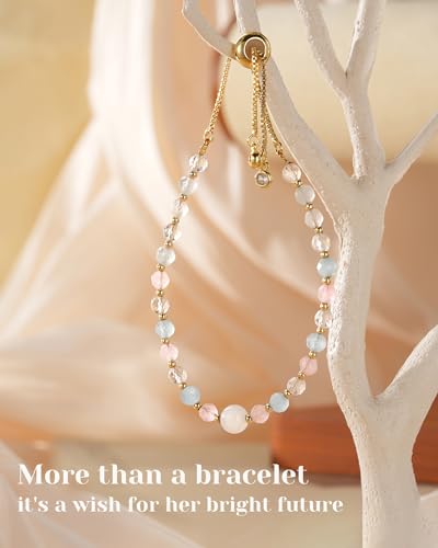 HGDEER Granddaughter Bracelet Gift - Natural Crystal Healing Stones with Meaningful Quote Card - Rose Quartz Moonstone Jewelry from Grandparents4