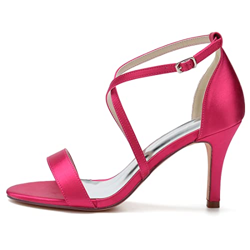 Bridal Shoes Womens Cross Ankle Strap Sandals Open Toe Strappy High Heels Evening Party Wedding Shoes,Black,42