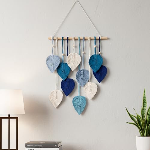 Image of Nostrae by Ekhasa Macrame Wall Hanging Leaves | Boho Wall Hanging Big Size | Handmade Macrame Wall Decor for Bedroom, Living Room, Balcony & Nursery | Boho Theme Home Decor Tapestry
