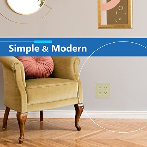 Image of LIDER Double Decorator Switch Cover, Screwless Wall Plate, Mid-Size 2-Gang 4.88 inch x 4.92 inch, LSWP-32M-I10P, UL Listed, Thermoplastic, Matte Ivory, 10-Pack