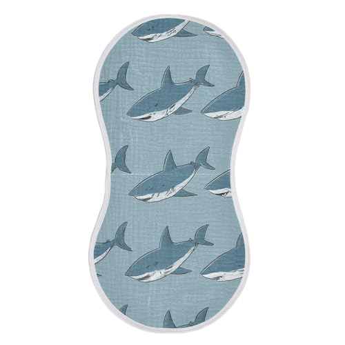 Muslin Burp Cloth for Baby 2PCS Sharks Super Absorbent Burping Cloths, Bibs for Newborn Boys Girls2